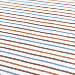 Fine Printed Stripe Browns & Teal On Cream Cotton Jersey Fabric 150cm Wide