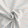 Fine Printed Stripe Browns & Teal On Cream Cotton Jersey Fabric 150cm Wide