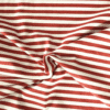 Yarn Dyed Stripe Terracotta Red & White Cotton Jersey Fabric 150cm Wide