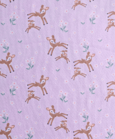 Deer And Flowers Lilac Cotton Jersey Fabric 150cm Wide