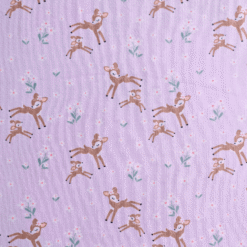 Deer And Flowers Lilac Cotton Jersey Fabric 150cm Wide