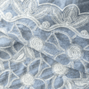 Floral Embroidered Cotton Chambray Fabric 132cm Wide