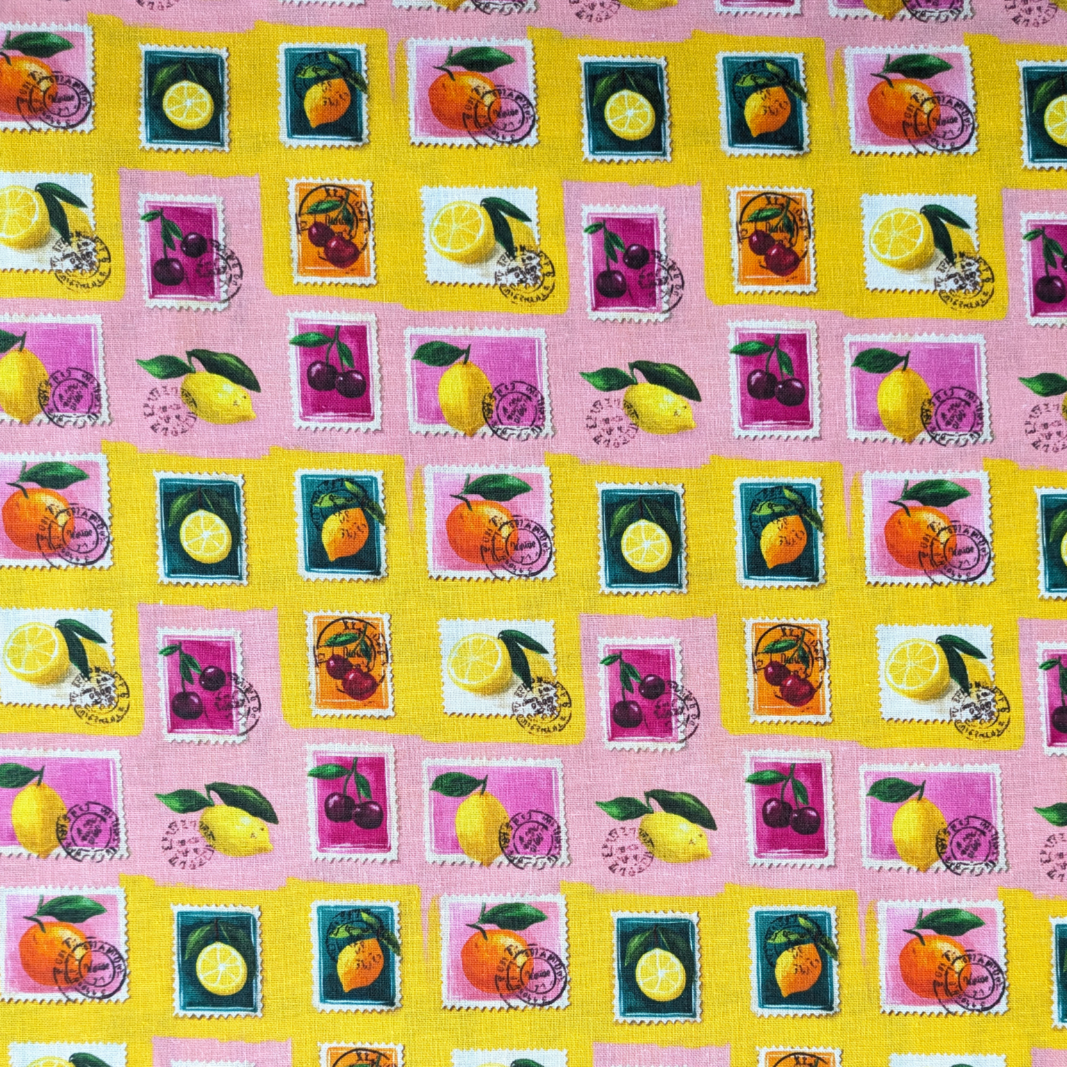 Fruit Stamps Digital Print Cotton Fabric 140cm Wide