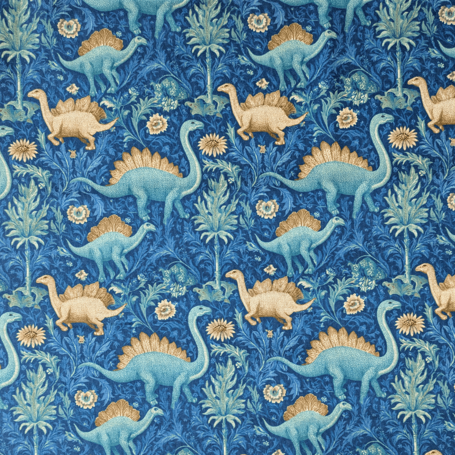 William Morris Dinosaurs Digital Print Cotton Fabric 140cm Wide