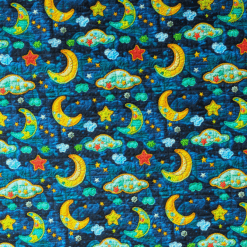 Embroidered, Quilted Night Time Digital Print Cotton Fabric 140cm Wide