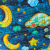 Embroidered, Quilted Night Time Digital Print Cotton Fabric 140cm Wide