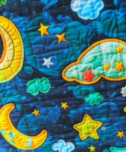 Embroidered, Quilted Night Time Digital Print Cotton Fabric 140cm Wide