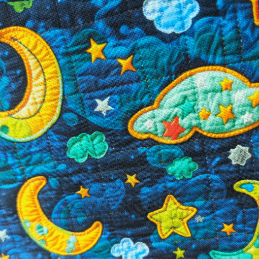 Embroidered, Quilted Night Time Digital Print Cotton Fabric 140cm Wide