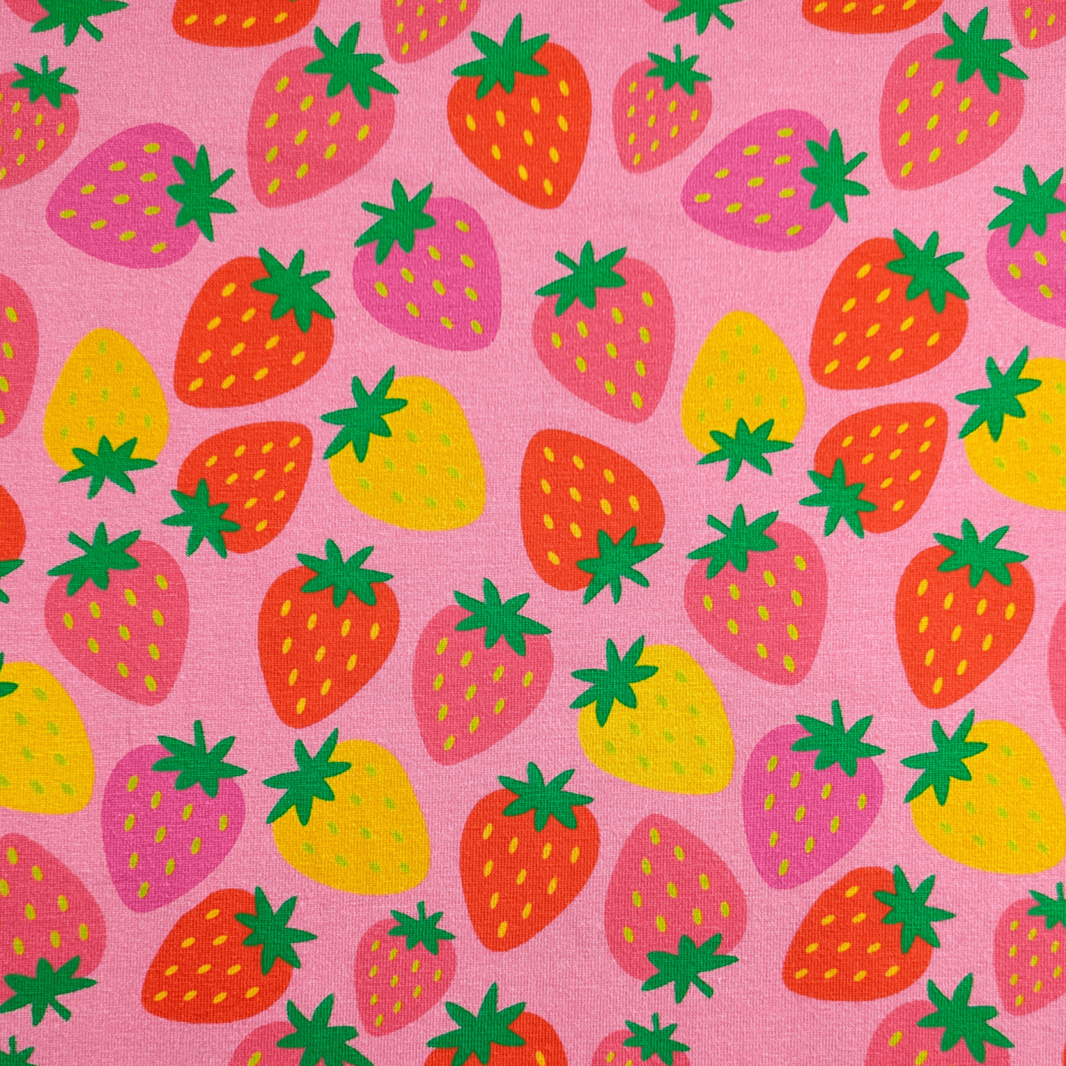 Strawberries Cotton Jersey Fabric 148cm Wide