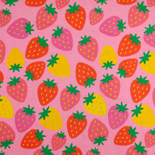 Strawberries Cotton Jersey Fabric 148cm Wide