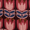 Large Tulip Viscose Fabric Lenzing Ecovero Lightweight Wine Red Floral 138cm Wide