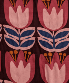 Large Tulip Viscose Fabric Lenzing Ecovero Lightweight Wine Red Floral 138cm Wide