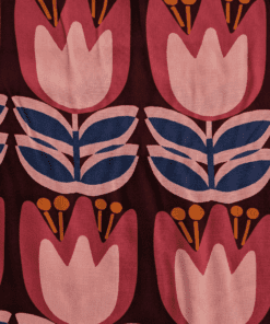 Large Tulip Viscose Fabric Lenzing Ecovero Lightweight Wine Red Floral 138cm Wide