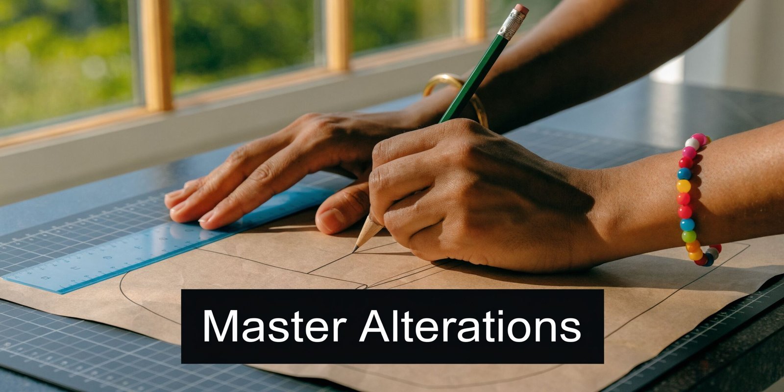 Women Sewing Patterns: Your 2026 Guide to Perfect Fits 4 A person using a pencil and ruler to draw patterns on brown craft paper on a desk.