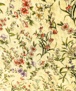 Yellow Vintage Floral Print Broderie Anglaise Cotton Fabric 130cm Wide