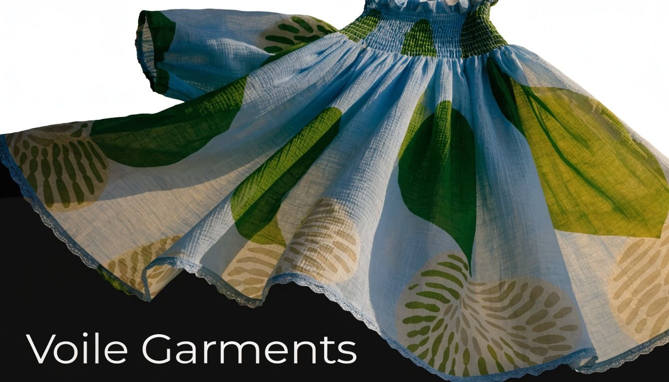 A flowing skirt made of lightweight blue and green patterned cotton voile fabric against a black background.