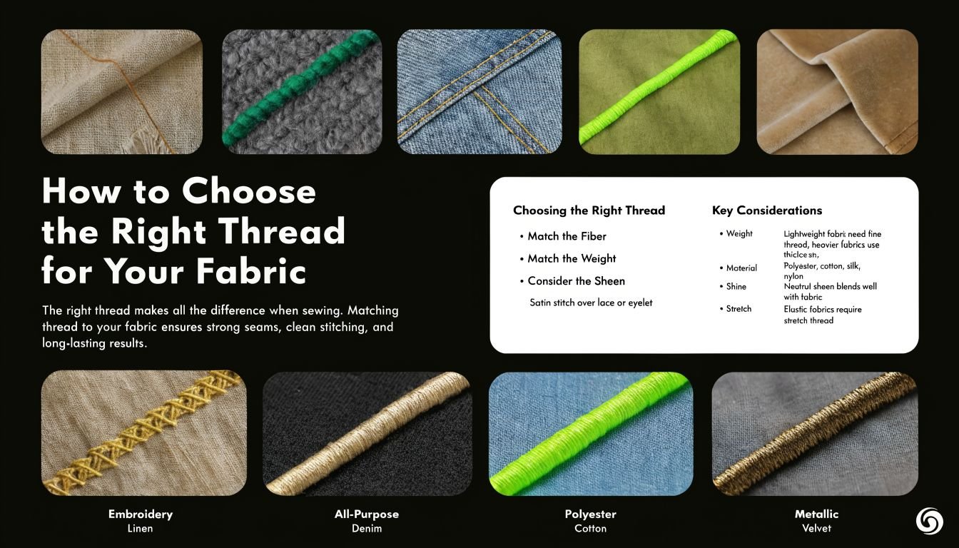 A guide on how to choose the right sewing thread for various fabric types like linen and denim.