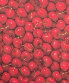 Cherry Print 100% Viscose Sateen Fabric 145cm Wide Per Half Metre