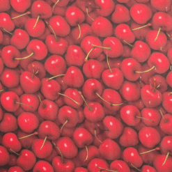 Cherry Print 100% Viscose Sateen Fabric 145cm Wide Per Half Metre