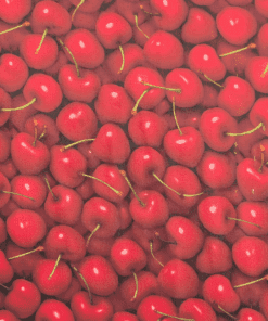 Cherry Print 100% Viscose Sateen Fabric 145cm Wide Per Half Metre