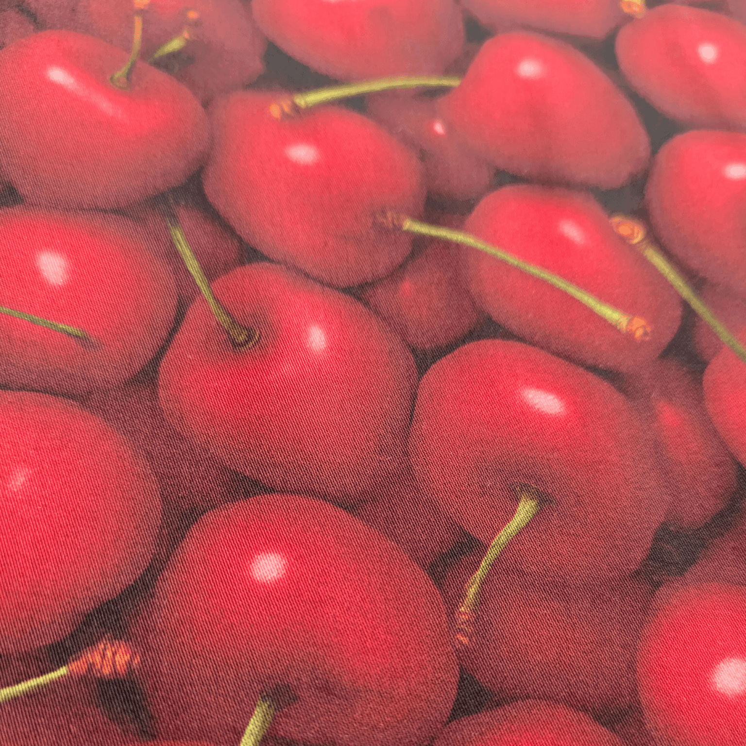 Cherry Print 100% Viscose Sateen Fabric 145cm Wide Per Half Metre