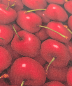 Cherry Print 100% Viscose Sateen Fabric 145cm Wide Per Half Metre