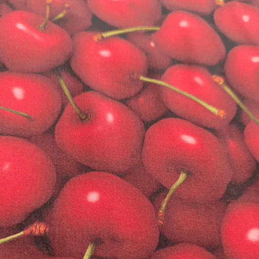 Cherry Print 100% Viscose Sateen Fabric 145cm Wide Per Half Metre