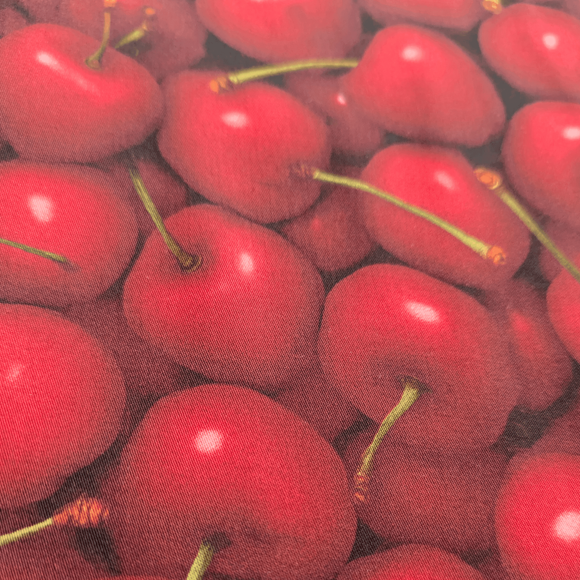 Cherry Print 100% Viscose Sateen Fabric 145cm Wide Per Half Metre
