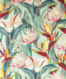 Exotic Flowers Print 100% Viscose Fabric 140cm Wide Per Half Metre