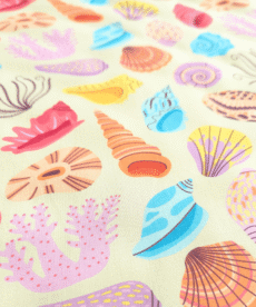 Seashell Print 100% Viscose Fabric 140cm Wide Per Half Metre
