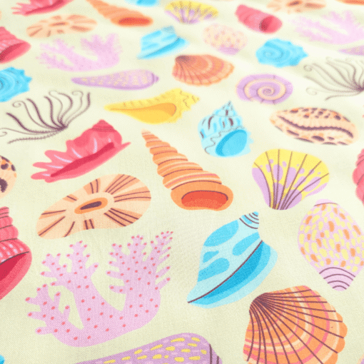 Seashell Print 100% Viscose Fabric 140cm Wide Per Half Metre