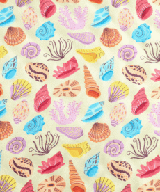 Seashell Print 100% Viscose Fabric 140cm Wide Per Half Metre