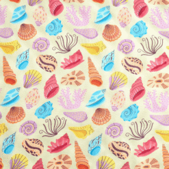 Seashell Print 100% Viscose Fabric 140cm Wide Per Half Metre