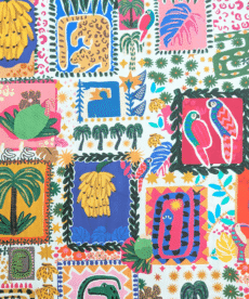 Summer Jungle 100% Cotton Sateen Fabric Lightweight 145cm Wide Per Half Metre