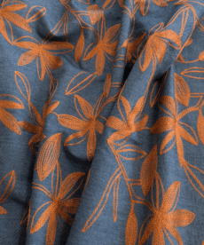 Embroidered Denim 100% Cotton Fabric 5oz Lightweight 135cm Wide Per Half Metre