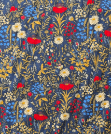 Cotton Babycord / Needlecord 21 Wale Meadow Floral 110cm Wide By The Half Metre