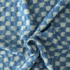 Washed Jacquard Denim Fabric - Check with Fringe - Blue - Mediumweight 150cm Wide