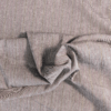 Chambray Linen Mix Fabric Chocolate, Pink & Metallic Lurex Stripe