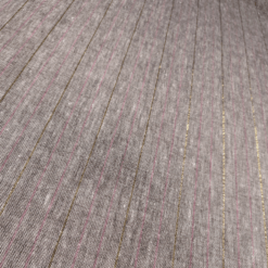 Chambray Linen Mix Fabric Chocolate, Pink & Metallic Lurex Stripe