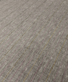 Chambray Linen Mix Fabric Chocolate, Pink & Metallic Lurex Stripe