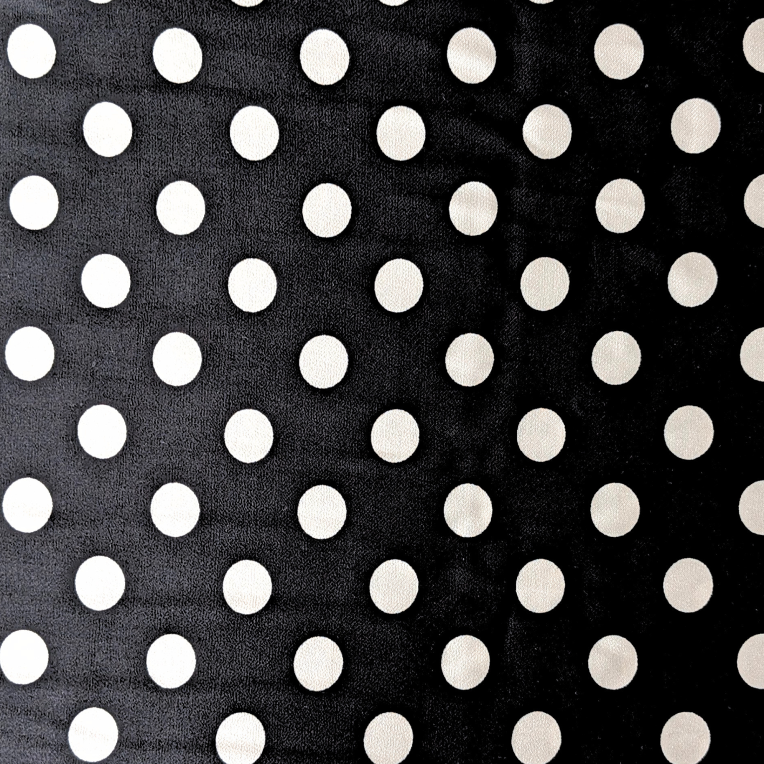 White On Black Rayon Sateen Dots Fabric 140cm Wide By The Half Metre