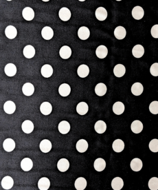 White On Black Rayon Sateen Dots Fabric 140cm Wide By The Half Metre
