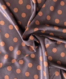 Dark Brown Rayon Sateen Dots Fabric 140cm Wide By The Half Metre