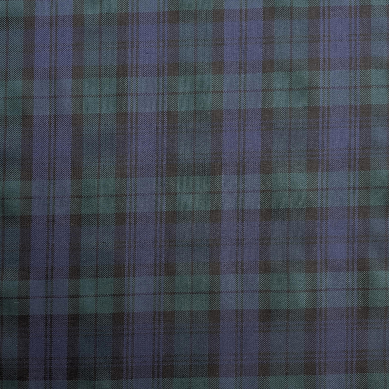 Blackwatch Tartan Polyester/Viscose Fabric Deadstock Blue & Green 145cm Wide