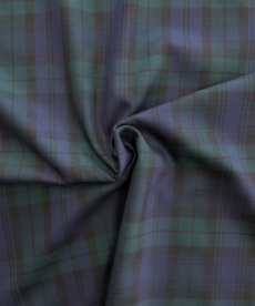 Blackwatch Tartan Polyester/Viscose Fabric Deadstock Blue & Green 145cm Wide
