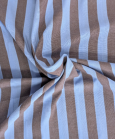 Yarn Dyed Washed Cotton Stripe Blue And Brown