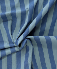 Yarn Dyed Washed Cotton Stripe Blue And Green