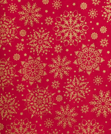 Christmas Metallic Snowflake On Red Cotton Fabric 140cm Wide