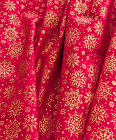 Christmas Metallic Snowflake On Red Cotton Fabric 140cm Wide