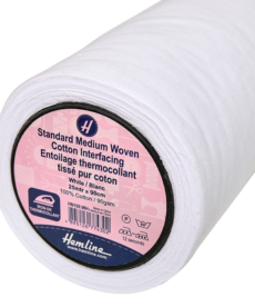 Hemline Mediumweight White Cotton Fusible Interfacing - 90cm Wide